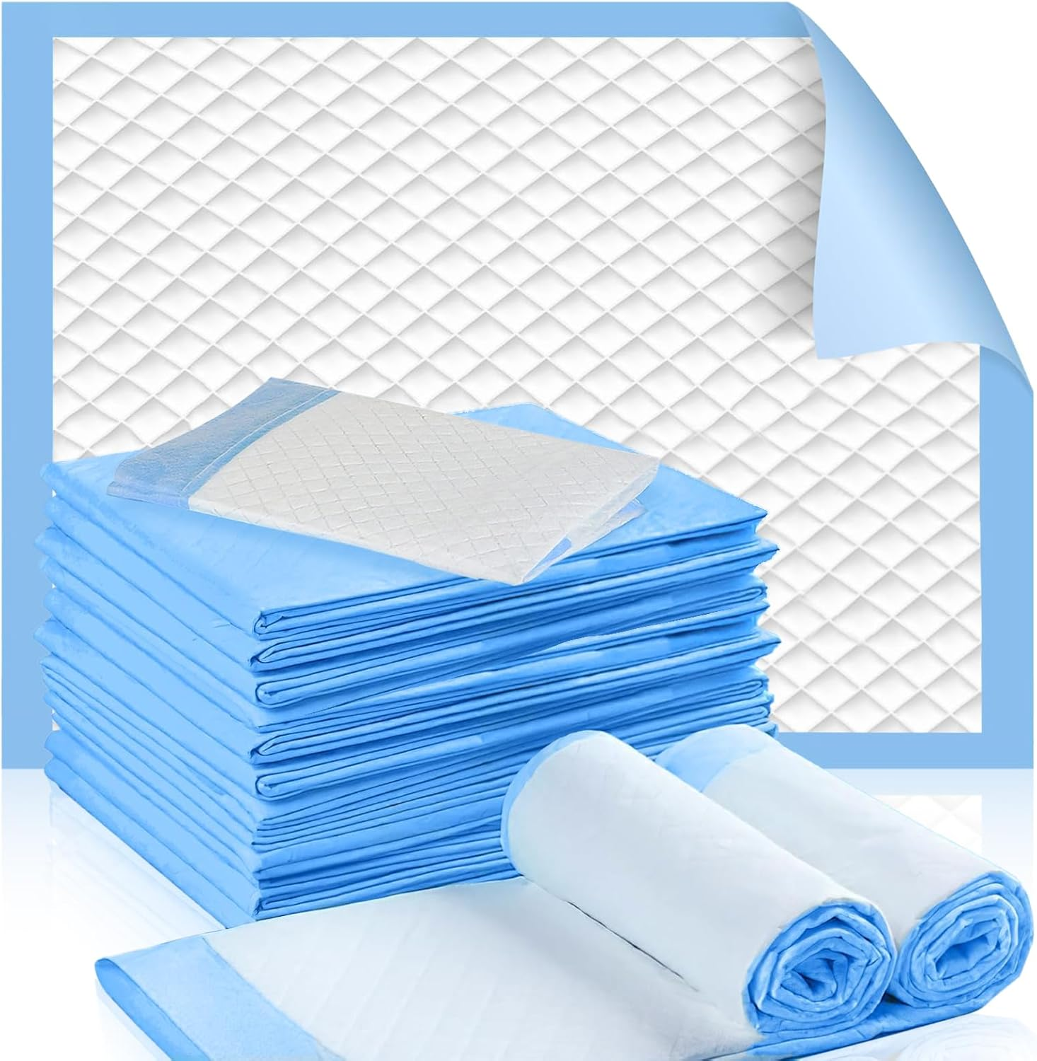 100 Pack Disposable Changing Pads for Baby - Waterproof Portable Diaper Changing Pad - Newborn Pads Soft Breathable Waterproof Leak Proof Quick Absorb Drying Protector Mat - 17 X 13 Inches image number 1