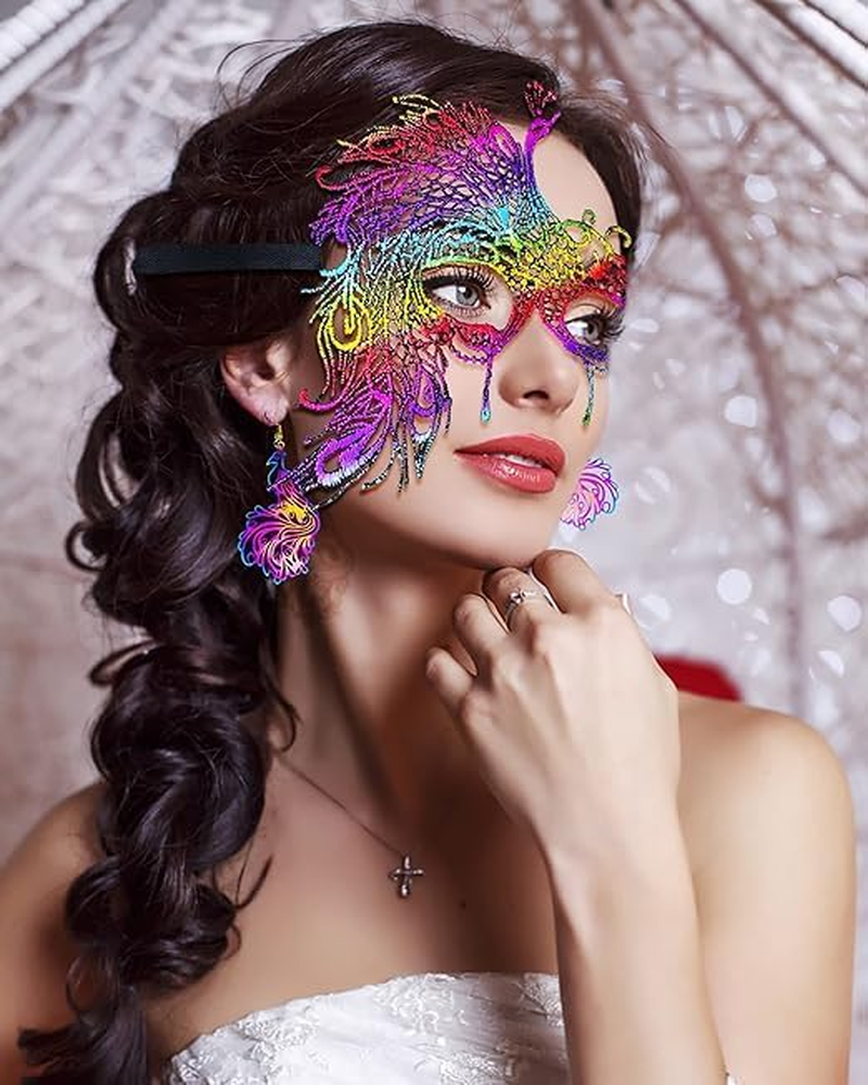 Mardi Gras Masquerade Mask Lace Masquerade Mask for Women Mardi Gras Halloween Party Supplies Mask image number 2