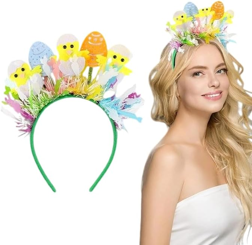 Easter Headband, Easter Chick Headbands Cute Hen&rsquo;S Egg Boppers Felt Hairbands Eastercostume Photo Booth Props Colorful Easterparty Decorations Favors for Women image number 2