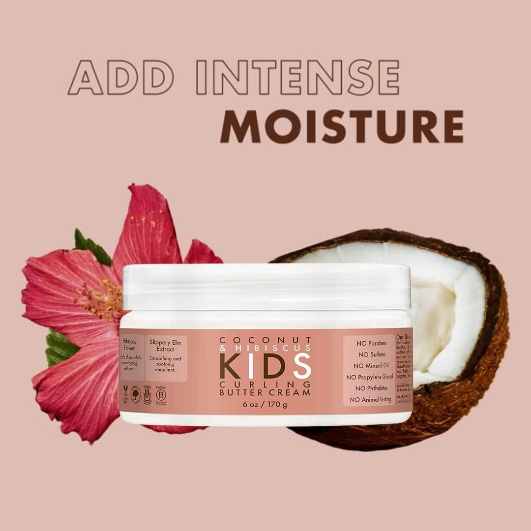 Shea Moisture Coconut & Hibiscus Kids Combo Pack - Includes Kids Curling Butter Cream, 6 Oz & Kids Curl & Shine 2-In-1 Shampoo & Conditioner, 8 Oz image number 3