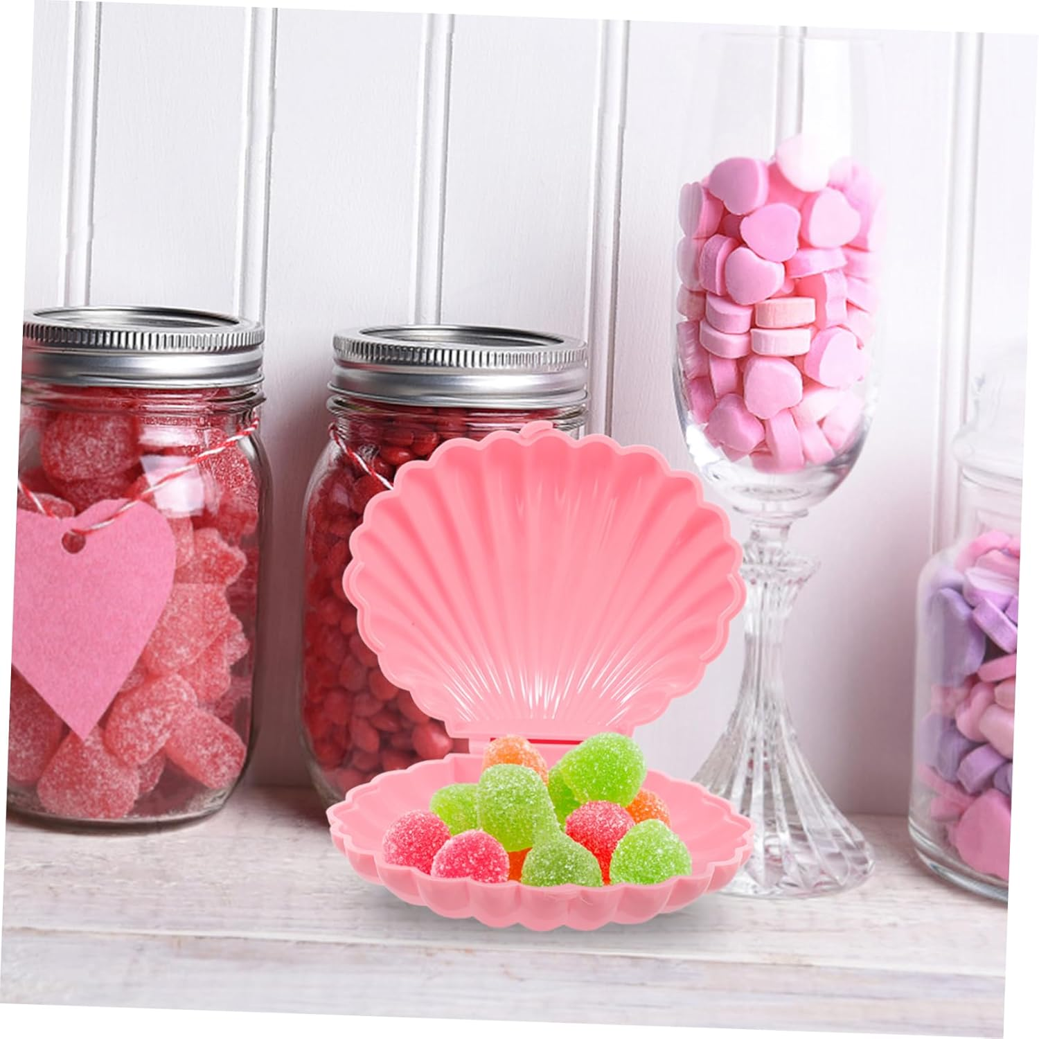 TOPPERFUN Candy Snack Box Sea Shell Boxes Plastic Seashells for Jewelry Storage Party Favors for Wedding Birthday Shower - Pink image number 6