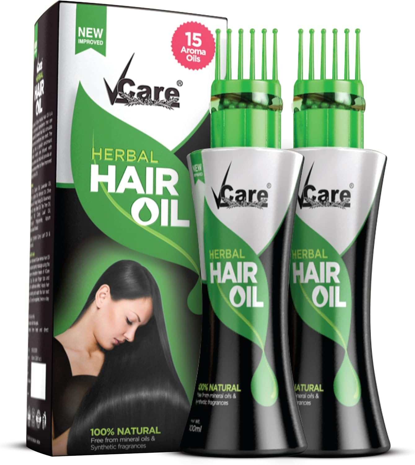 Vcare New Improved Herbal Hair Oil with Wonder Cap (100 Ml, Pack of 2) image number 1