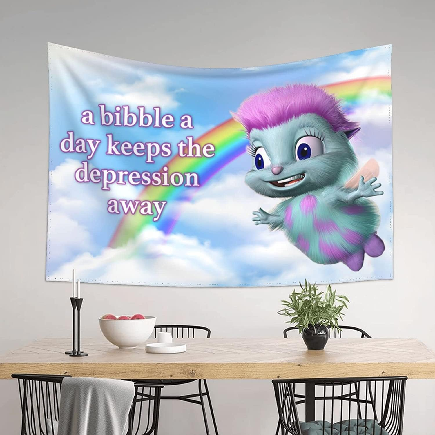 FENDROM Bibble Meme Tapestry Bibble Happiness Novelty Wall Hanging,Blanket Decorative Funny College Room Hostel Decorations Bedroom Living Room Decor image number 6