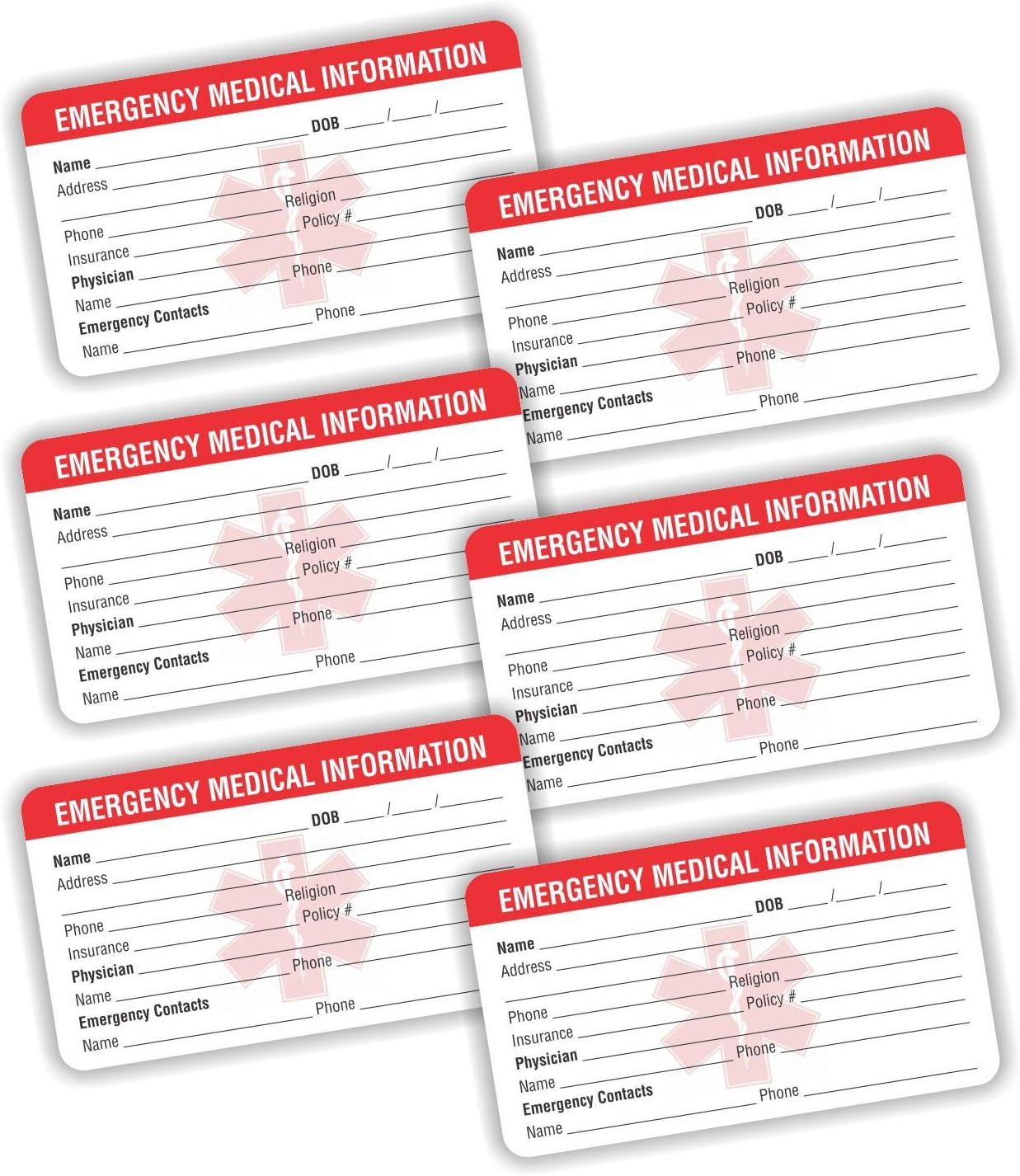 PARTH Impex Emergency Medical Information ID Card (Pack of 25) 3.5" X 2" round Corner 700 GSM Thick Card Stock