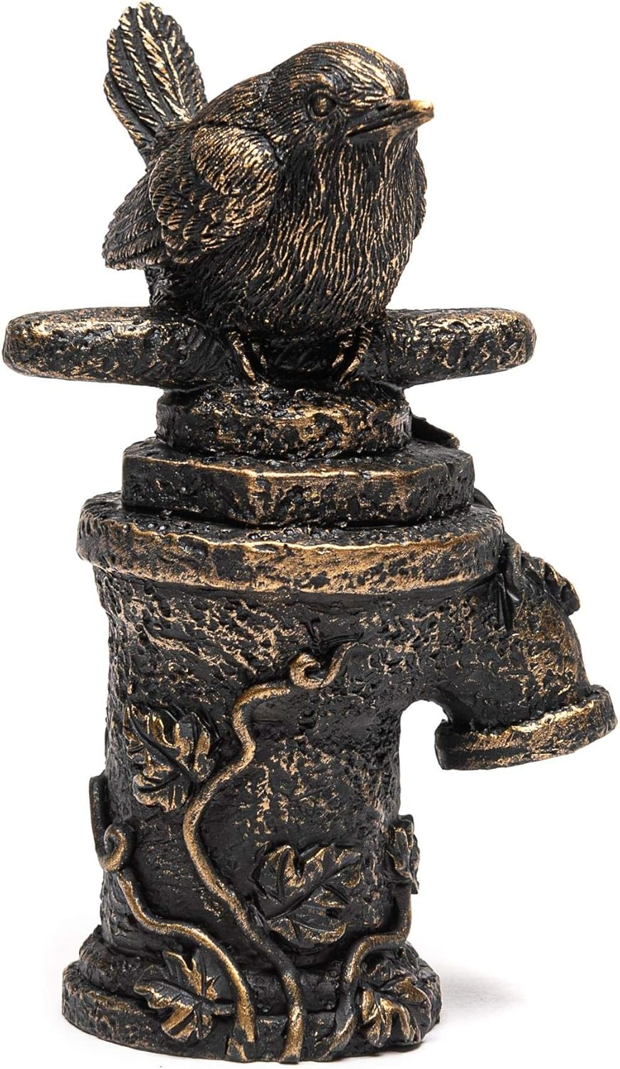 Jardinopia Garden Decor Antique Bronze Wren on Tap Stake Topper image number 5