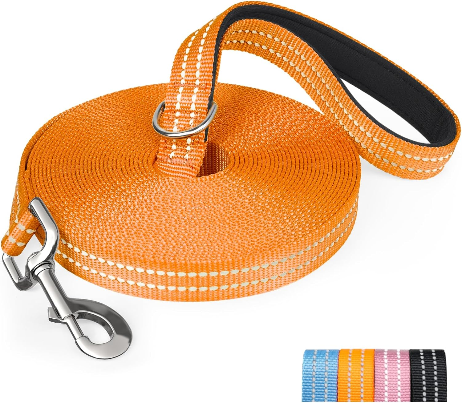 Long Dog Leash Training Lead 10M Leash for Dog Training Line Dog Leash 30Ft Leash for Dogs outside 30 Feet Nylon Padded Handle Reflective Hiking Yard, Pink