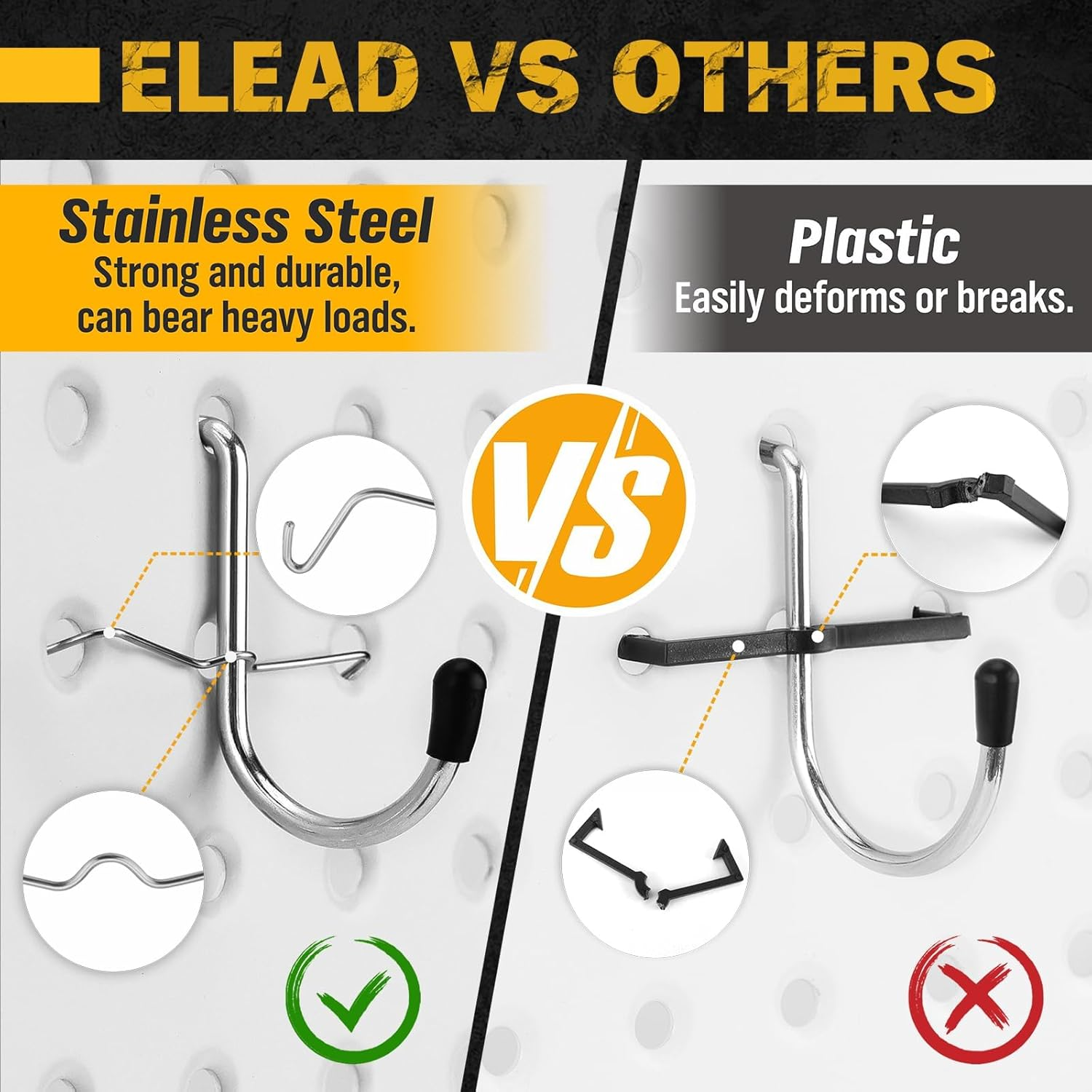 ELEAD 260 Piece Pegboard Hooks 1/8 and 1/4 Inch Peg Board Organizer Accessories with Pegboard Bins for Organizing Various Tools in the Garage Kitchen Bathroom Craft Room image number 2