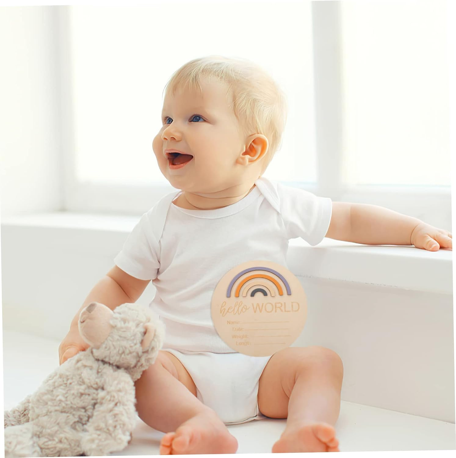 GALPADA Milestone Wooden Sign Newborn Months Announcement Card Durable Photo Prop for Milestones Creative Birth Announcement for Boys image number 2