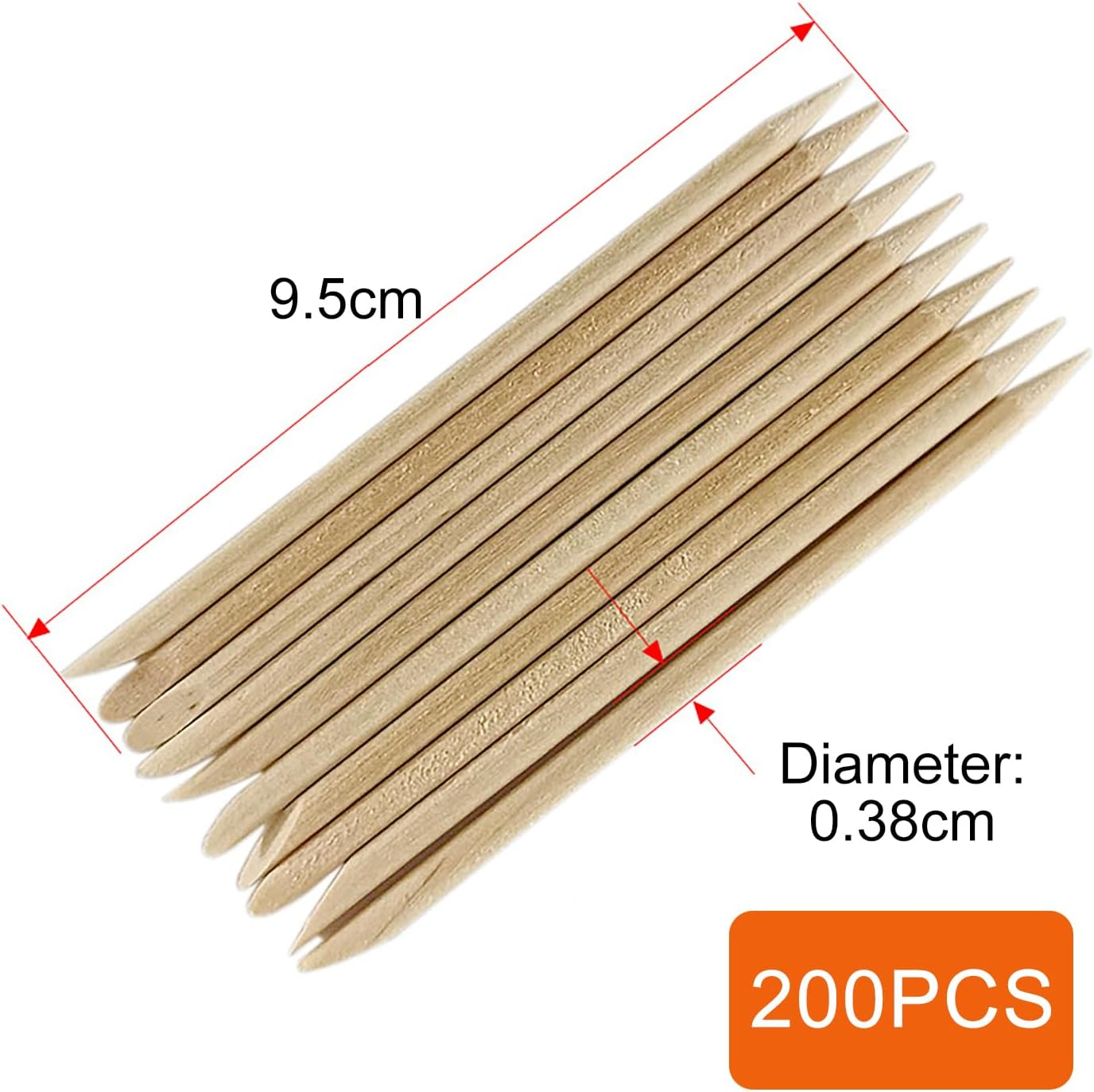 Nail Orange Sticks, Wooden Sticks, for Double Heads Multi Functional Cuticle Pusher Remover Nail Cleaning (200Pcs) image number 3