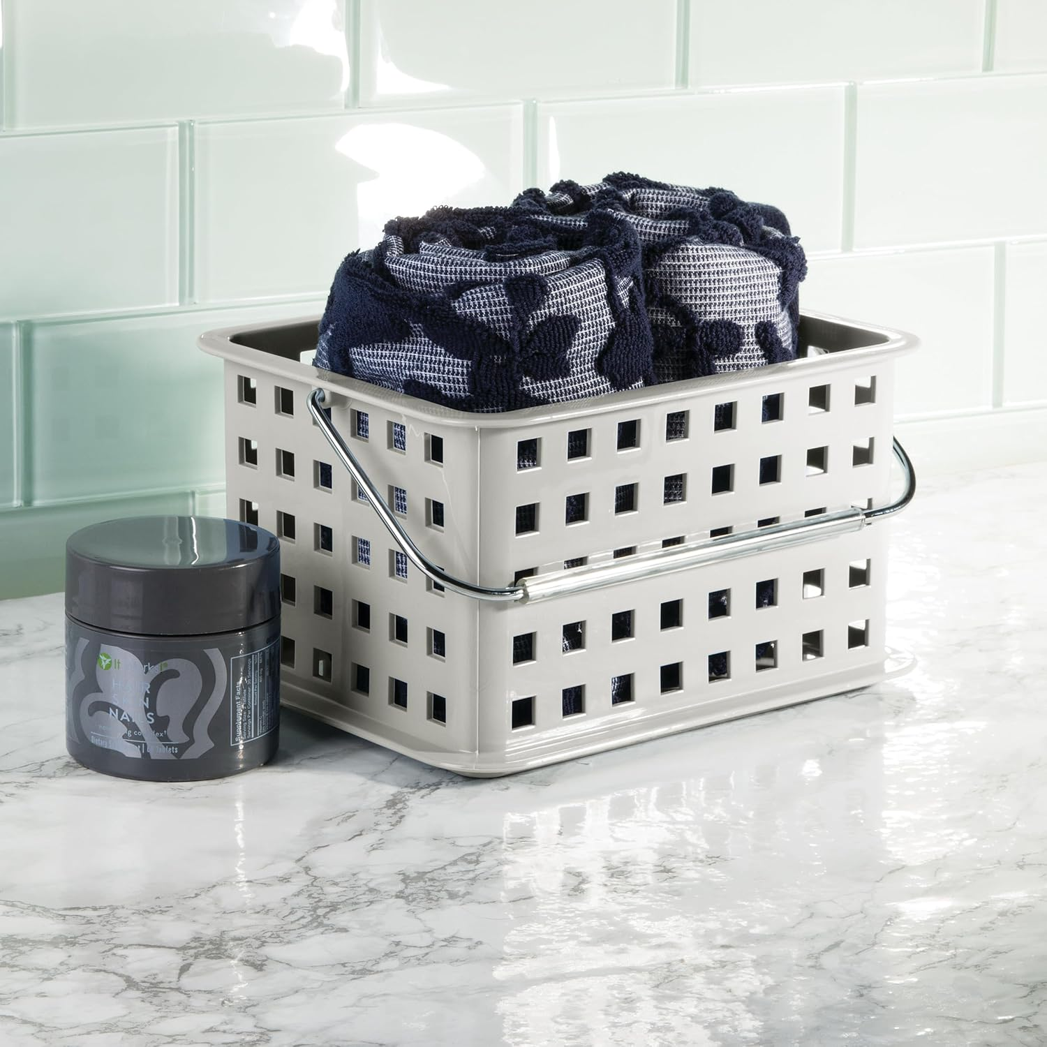 Interdesign Storage Organizer Basket, for Bathroom, Health and Beauty Products - 9.25" X 7" X 5", Light Gray image number 4