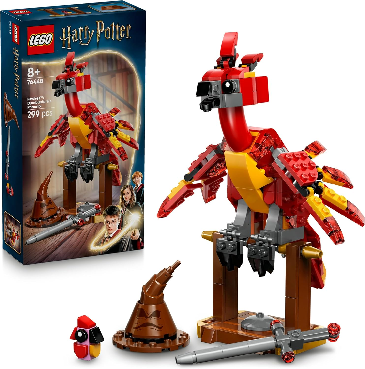 LEGO&reg; Harry Potter&trade; Fawkes&trade;: Dumbledore&rsquo;S Phoenix Toy 76448 Mythical Creature Figure, Wizard Toys for Girls, Boys and Fans Aged 8 Plus, Treat for Kids, Includes a Sorting Hat&trade; image number 4
