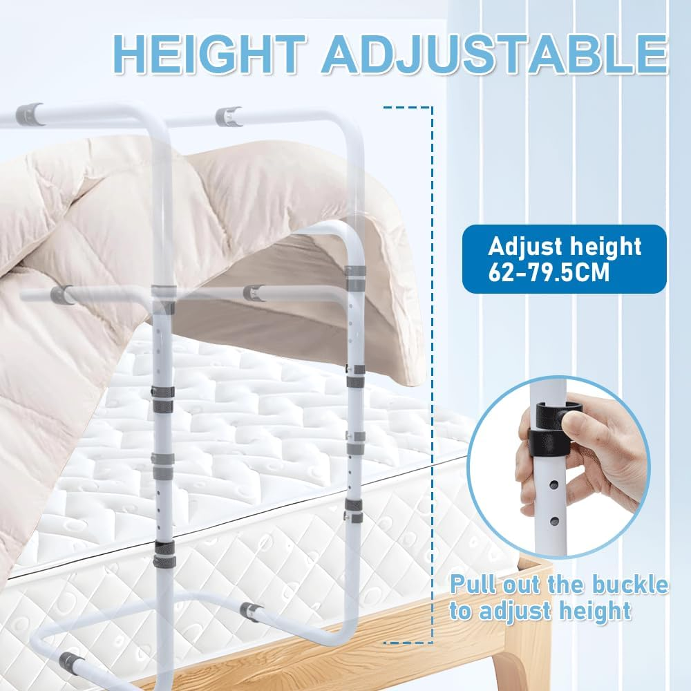 ALSTON Blanket Lifter Bar 65-85Cm Height Adjustable Feet Tent Steel Bed Cradle Max Load 136Kg with 4 Clips for Feet Toes Leg Knee Ankle Post Surgery Recovery image number 4