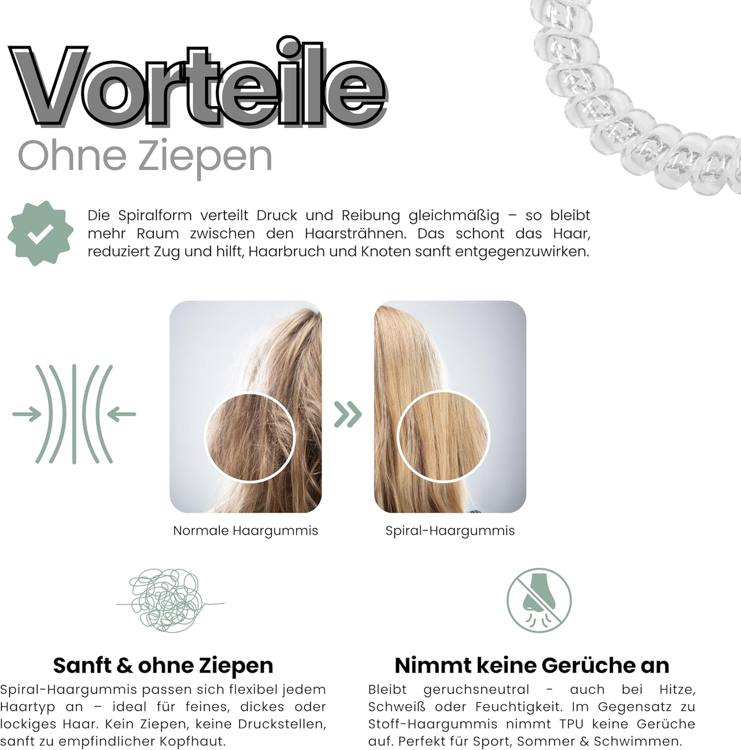 Specora - Spiral Hair Scrunchies Pack of 10-5 Cm TPU Transparent image number 3