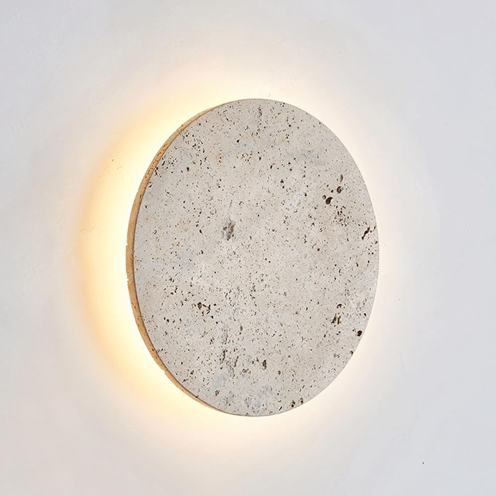 Nordic Style Stone Wall Lamp Natural Yellow Travertine Lampshade Wall Sconce round Indoor Interior Wall Lights for Living Room Dinning Room Corridor Study Home Lighting Decoration 220V image number 5