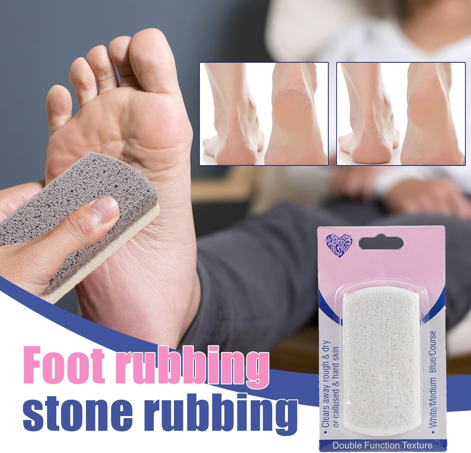 Pumice Stone for Feet,Double-Sided Design Foot Scrubber Pumice | Massaging Foot Stone, Effective Foot Scrubber for Hands, Palm, Dry Dead Skin Pochy - Gray image number 4
