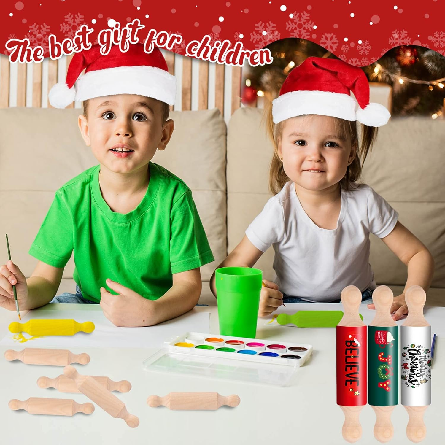 20PCS Mini Rolling Pins for Crafts, Small Wooden Dough Roller for Children in the Kitchen Baking and Imaginative Play, Wooden Tiered Tray Decorative for Halloween and Christmas Presents (4.1 Inches) image number 3