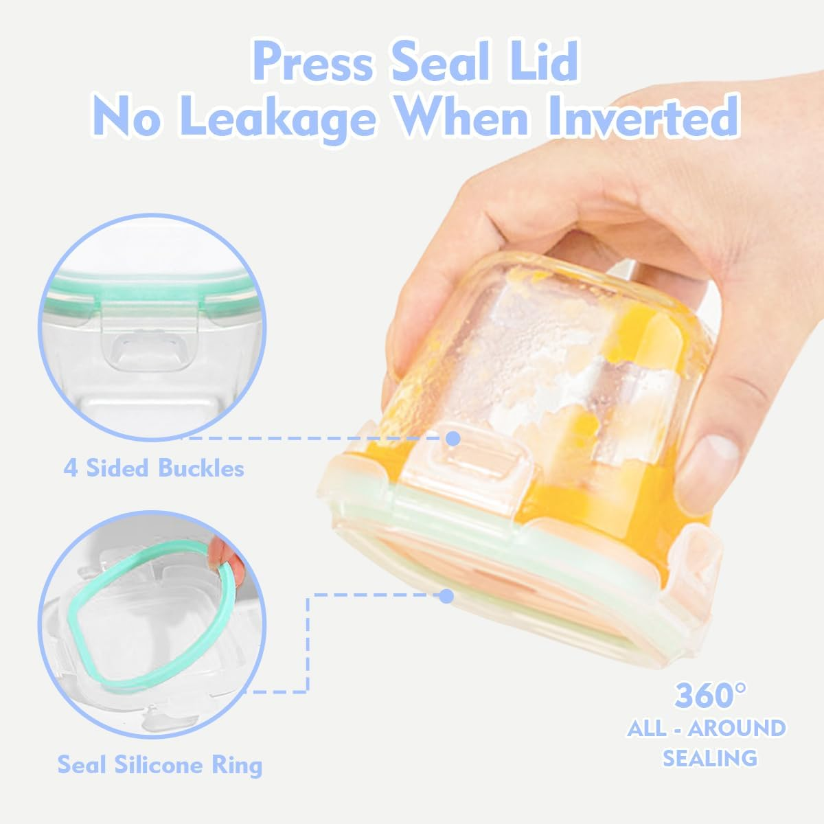 Blissify High Borosilicate Glass Baby Food Storage Containers,160Ml Baby Food Jars with Airtight Lids Leak-Proof, Small Meal Prep Clear Jar, Microwave Dishwasher Freezer Safe image number 6