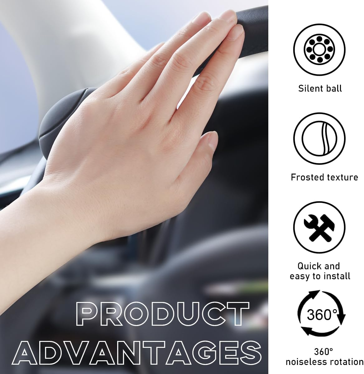 Car Steering Wheel Knob, Non-Slip Silicone Steering Wheel Spinner Knob, 360&deg; Rotatable Steering Wheel Aids Power Handles, Universal Interior Decor Car Accessories image number 5