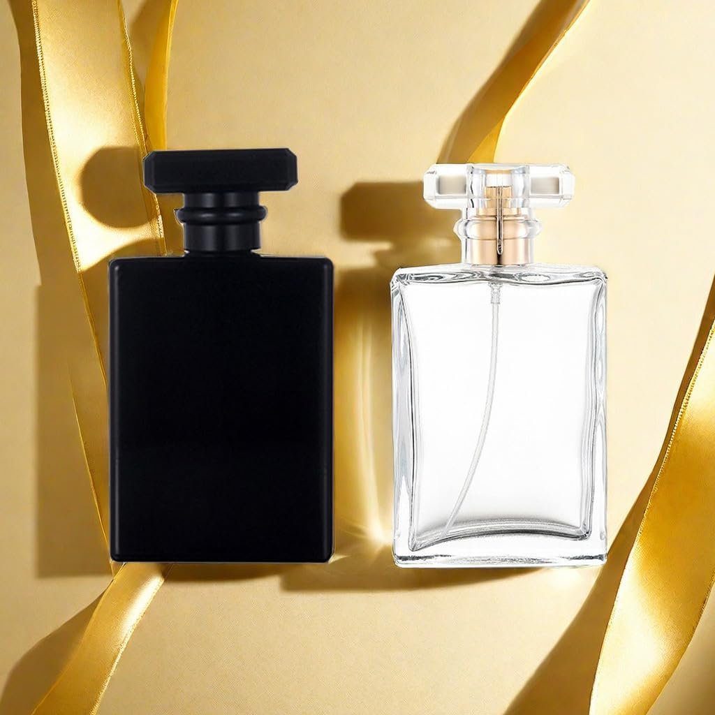 2 Pack 100Ml Clear Thick Glass Perfume Atomizer,Empty Refillable Perfume Spray Bottle for Men and Women,Portable Fragrance Fine Mist Spray Bottle Dispenser for Travel (Silver）