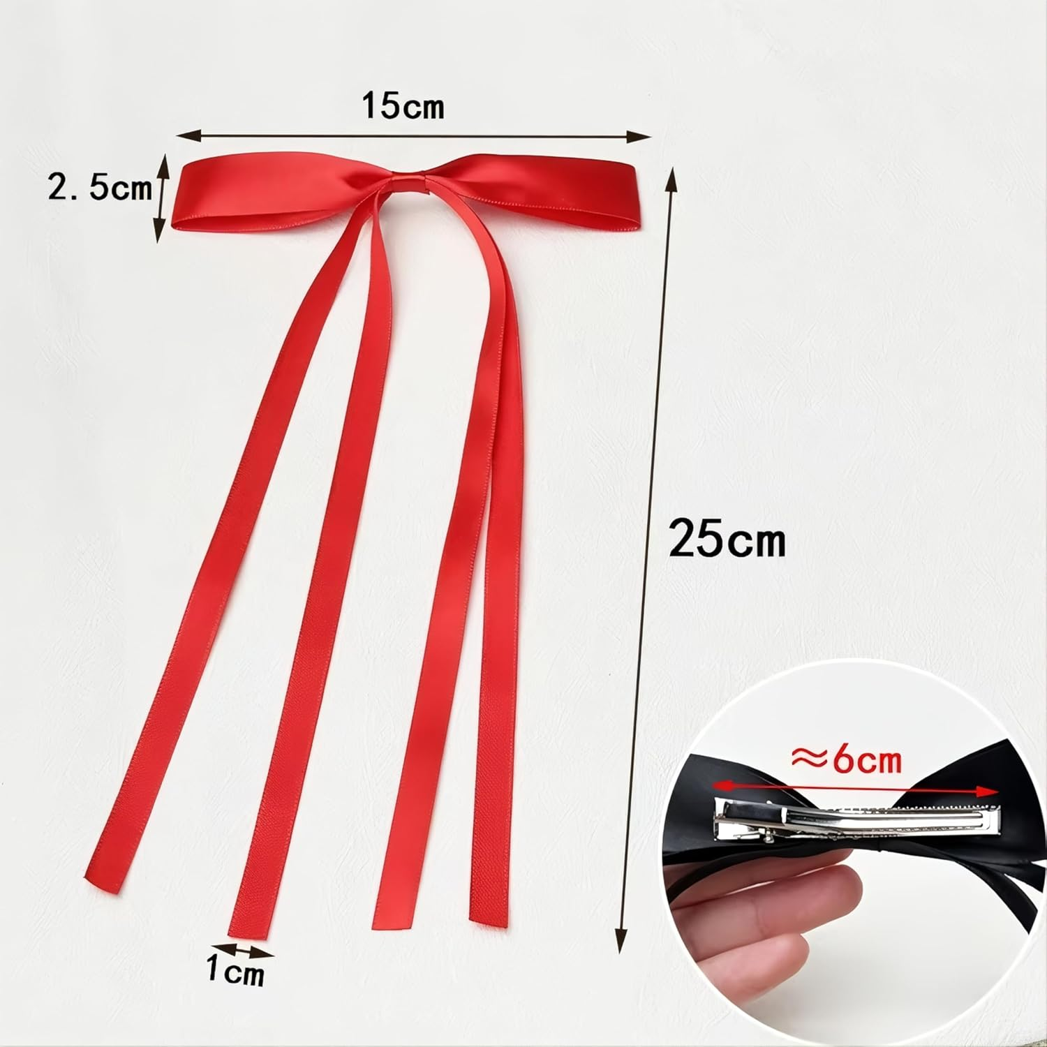 4 Pcs Four Elegant Satin Bow Hairpins, Long-Tailed Hairpins for Women and Girls, for Daily Wear, Weddings, Parties, Photography, Balls and Special Occasions (White) image number 2