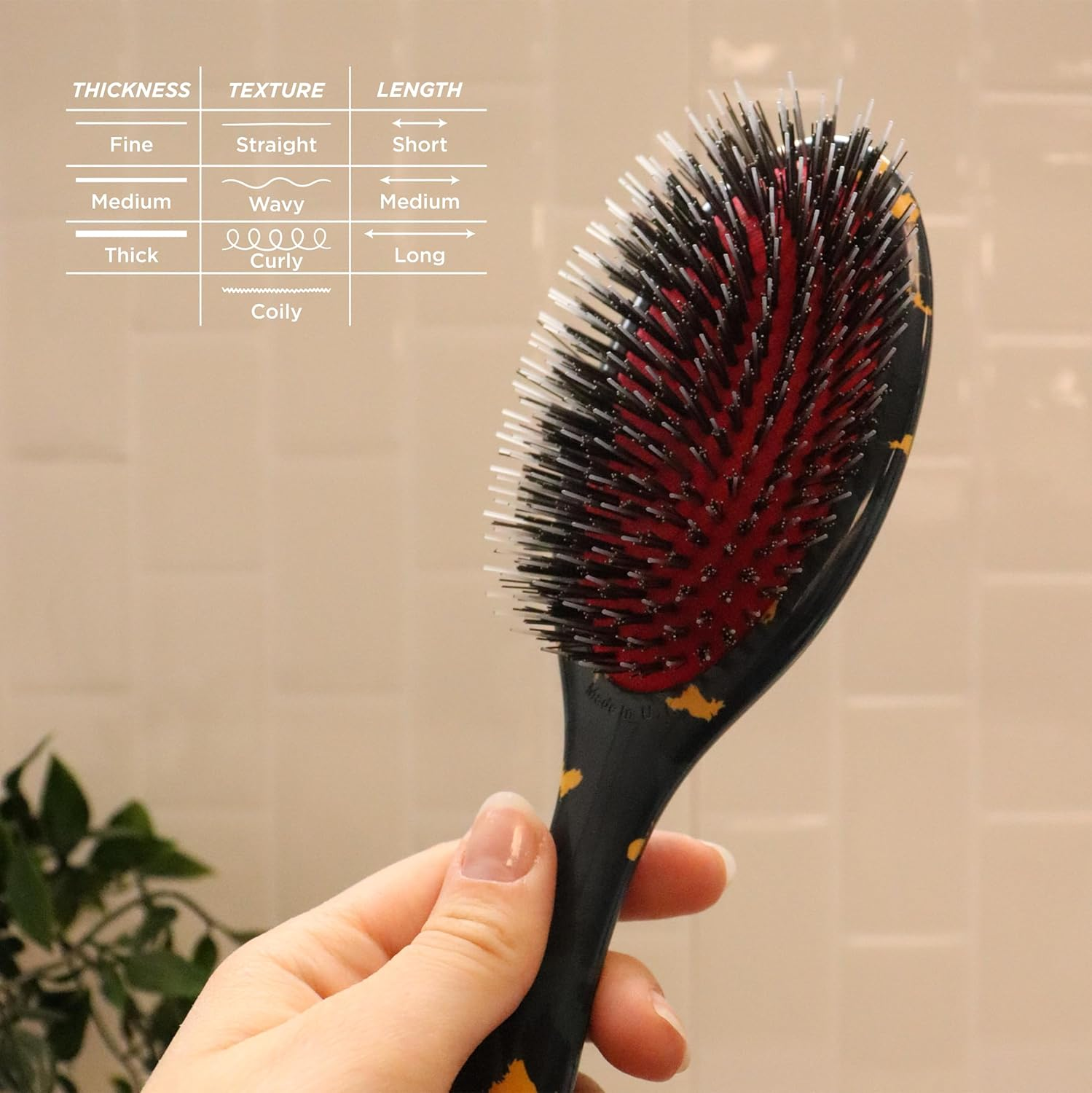 Denman Style & Shine Smoother Hairbrush (Medium) with Soft Nylon Quill Boar Bristles - for Smoothing, Detangling, Straightening &ndash; (Wildcat) D81M image number 4