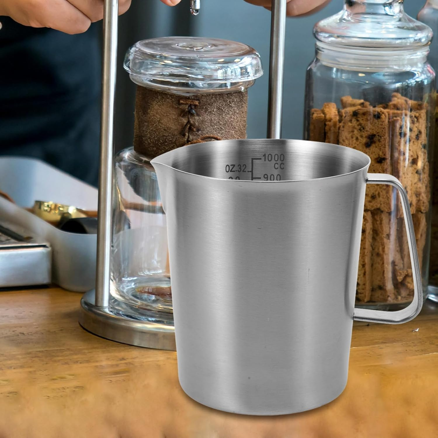 Iplusmile Large Capacity Stainless Steel Measuring Cup Handle Measuring Cup Scale for Milk Coffee Espresso Household for Baking image number 6