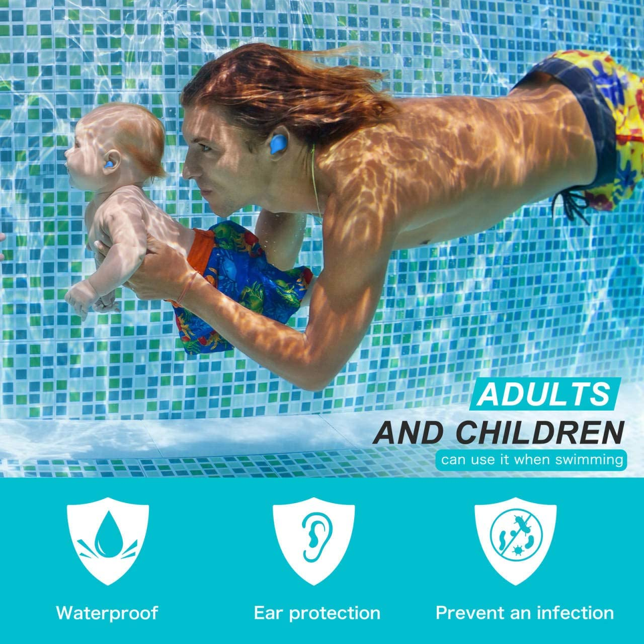 Ear Plugs for Sleeping Swimming, 54 Pair Reusable Silicone Moldable Noise Cancelling Earplugs for Shooting Range, Swimmers, Snoring, Concerts, Airplanes, Travel, Work, Studying image number 1