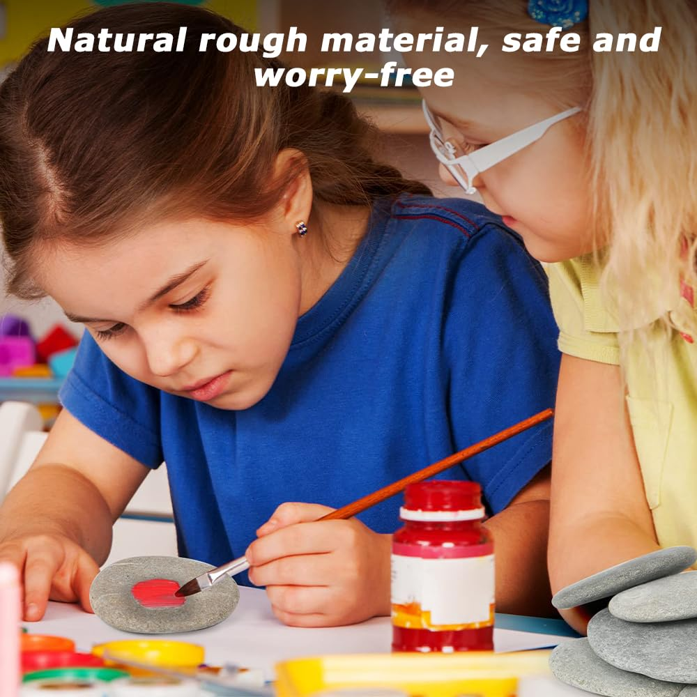 MOTRAIN 35Pcs Natural River Painting Rocks, Hand Selected Smooth Painting Stones, Assorted 5-8Cm/1.9-3.1In Flat Smooth Pebbles for Arts, Crafts, Aquariums, Garden & DIY Decoration image number 2