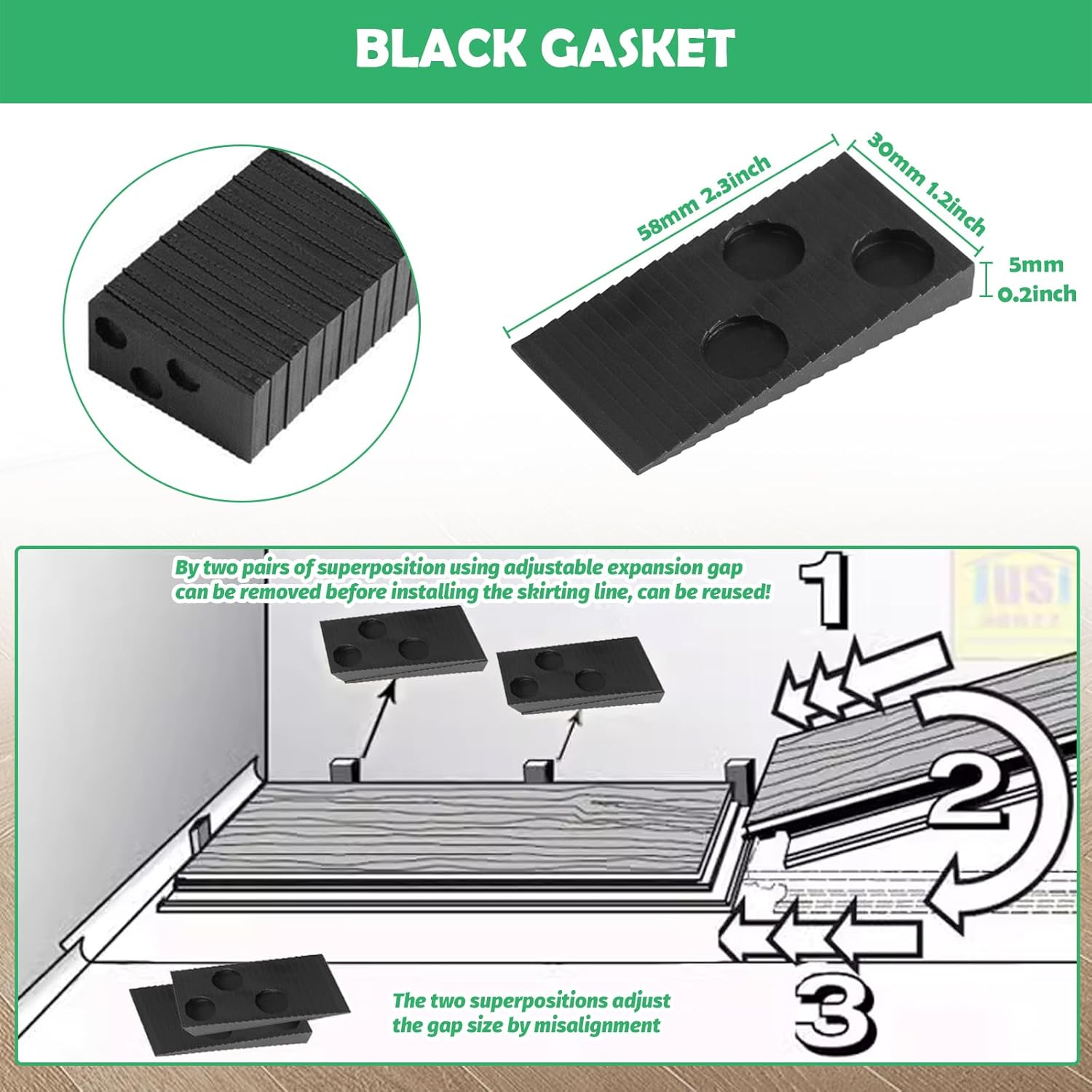 53Pcs Laminate Wood Floor Installation Kit Includes 40 Spacers, Tapping Block, Heavy Duty Mallet, Widen Pull Bar and 2 in 1 Flooring Spacers with 1/4&rdquo;& 1/2 Gaps for Home Improvement image number 6