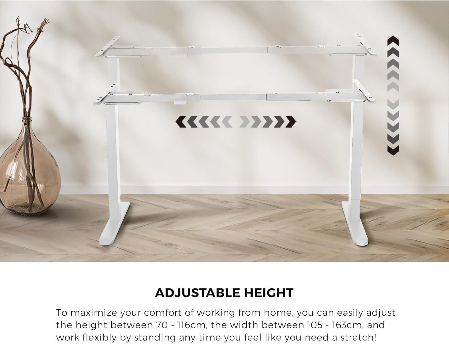 Oikiture Standing Desk Height Adjustbale Sit Stand Desk with Single Motorised Electric Fram for Home Office White(Frame Only)