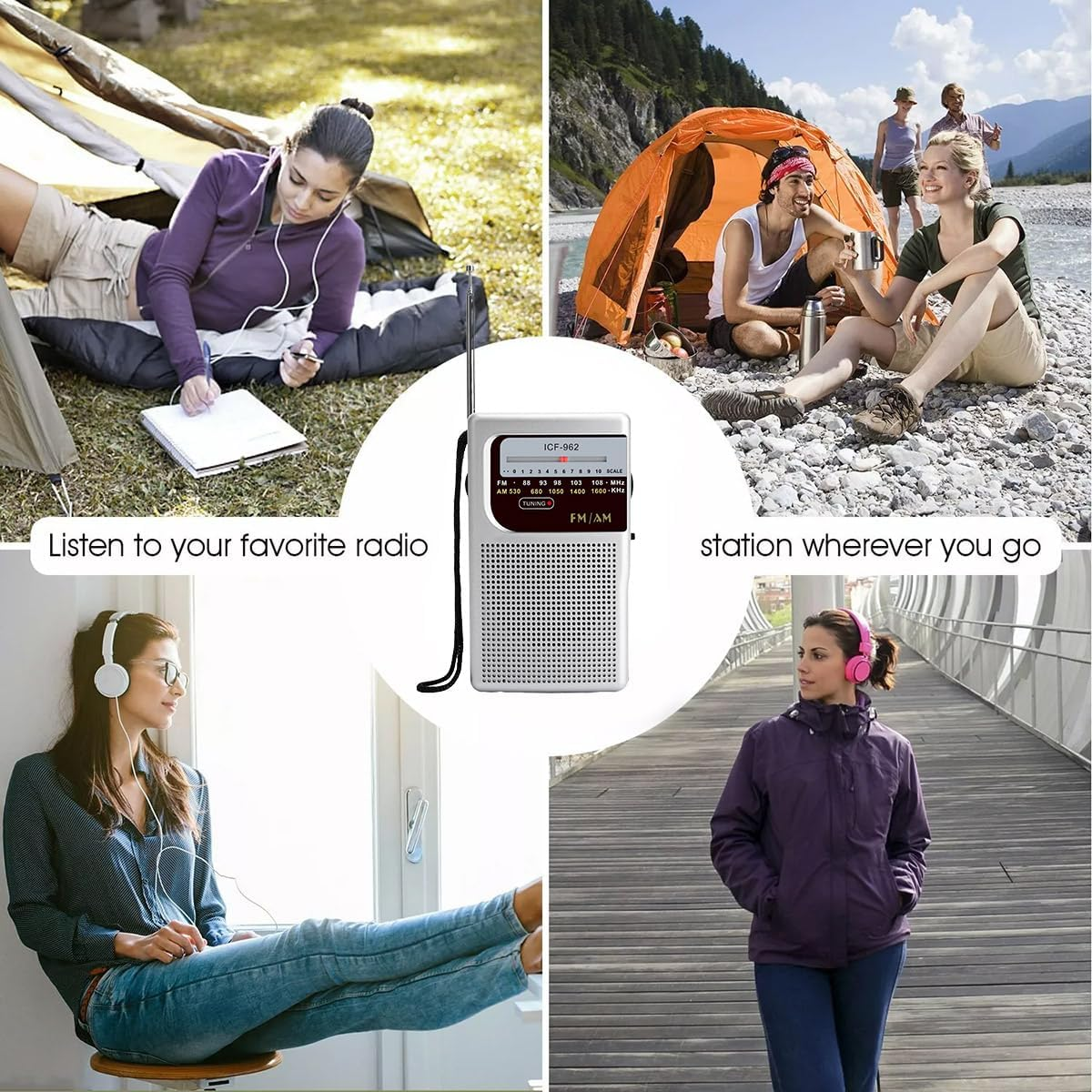 AIMALL Retro Portable AM/FM Radio - Vintage Two-Band Radio with 800 Hours Battery Life, Clear Reception, and AUX Jack image number 4