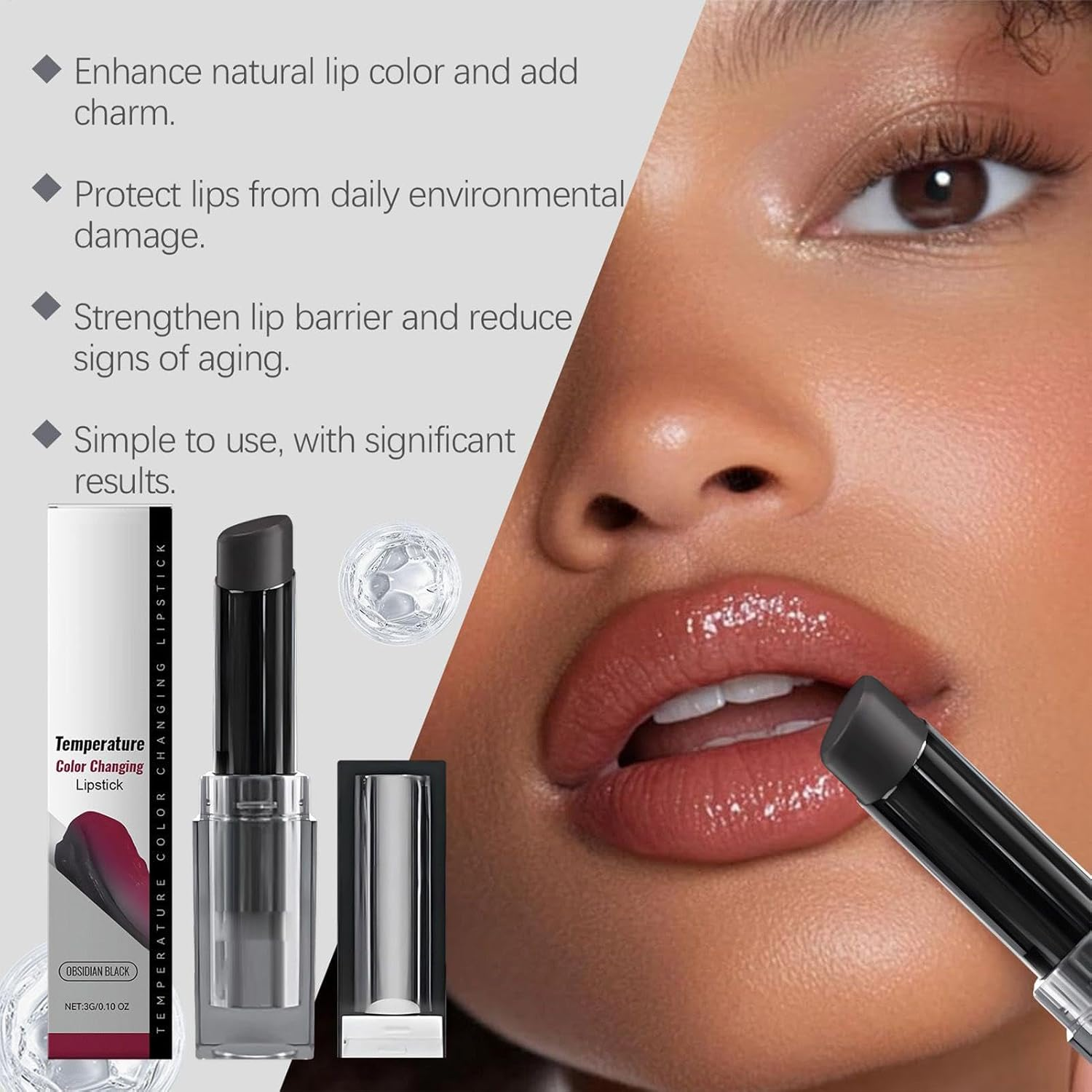 PH Lipstick Color Changing - Mood Lipstick Color Changing Long Lasting, Moisturizing Color Changing Lip Balm, Smudge-Proof Lipgloss, Cheek Tint for Women Girls Daily Makeup image number 3