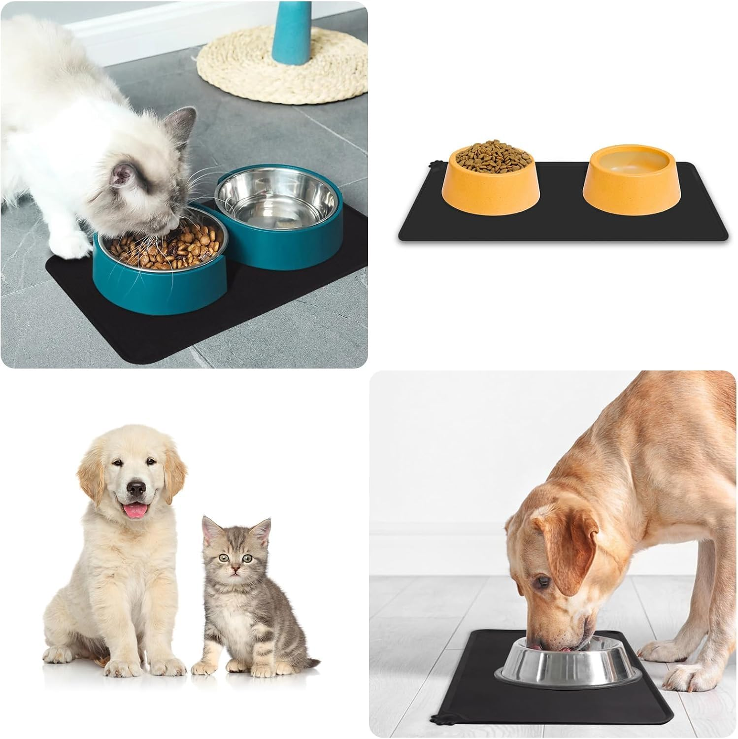 Non Slip Silicone Pet Feeding Mat, 1Pc Non-Stick Dog Cat Bowl Feeding Mat, Waterproof Anti-Slip Silicone Pet Food and Water Bowl Mat image number 5