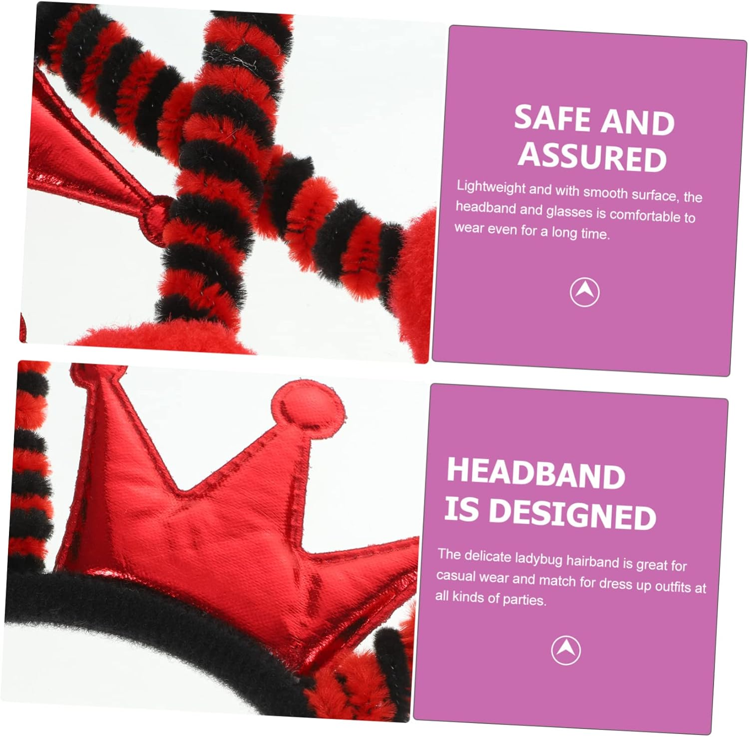 Vaguelly 2 Sets Ladybug Headband Costume Accessory Ladybug Glasses Party Favor Photo Prop Headband image number 2