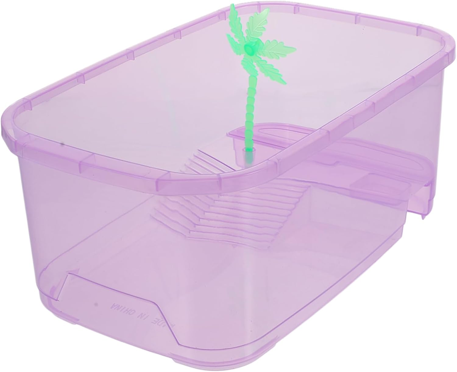 Hohopeti Plastic Turtle Tank Reptile Habitat Box Basking Platform, Small Purple Plastic Pet Breeding Terrarium for Home Turtle Feeding and Reptile Supplies