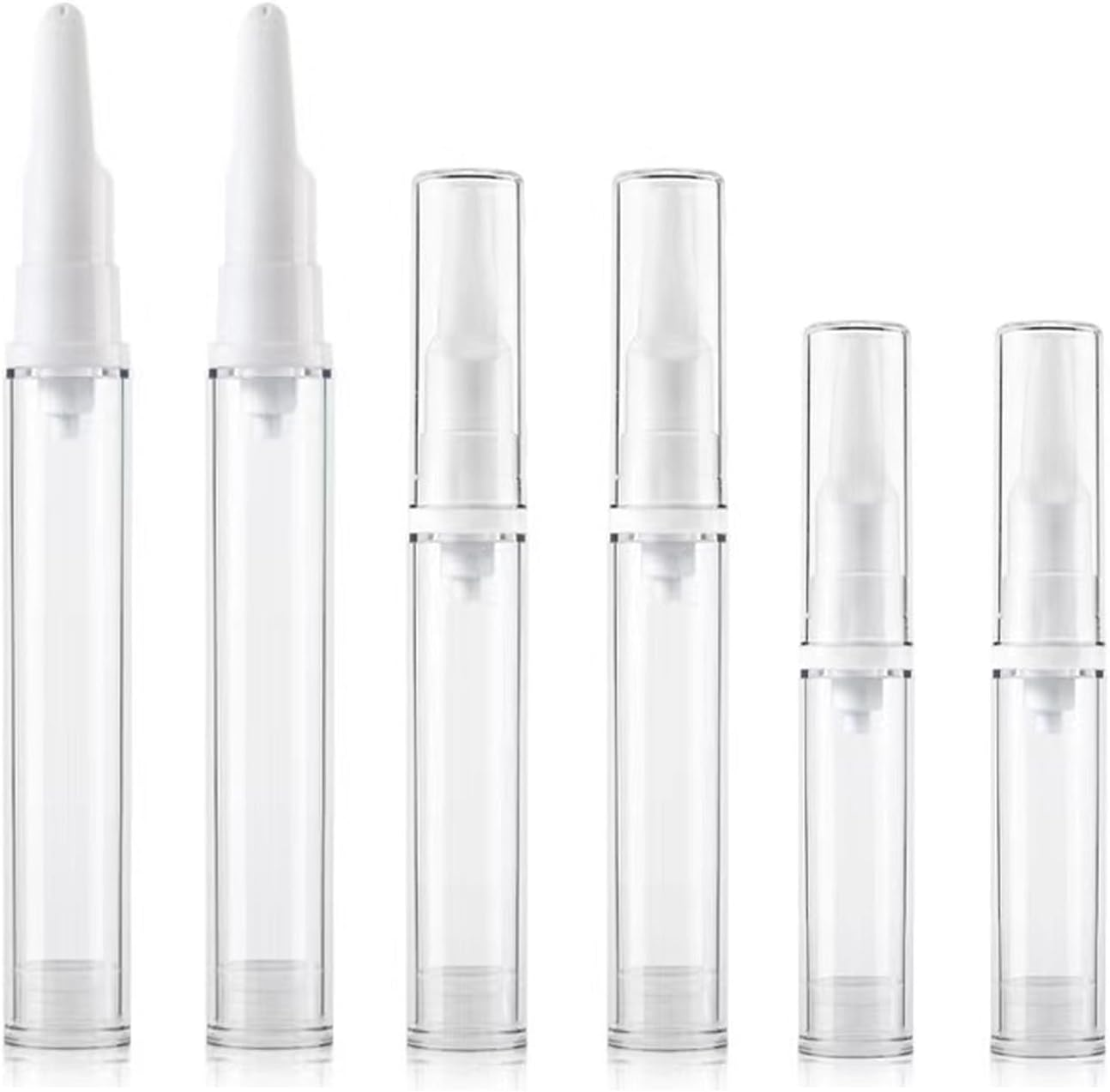 Qeuly 6 Pack Airless Pump Jars Travel Foundation Container, Travel Size Eye Cream Dispenser Empty Refillable Cosmetic Pump Bottles for Lotion Skincare Serum (5Ml+10Ml+15Ml) (SN-15105)