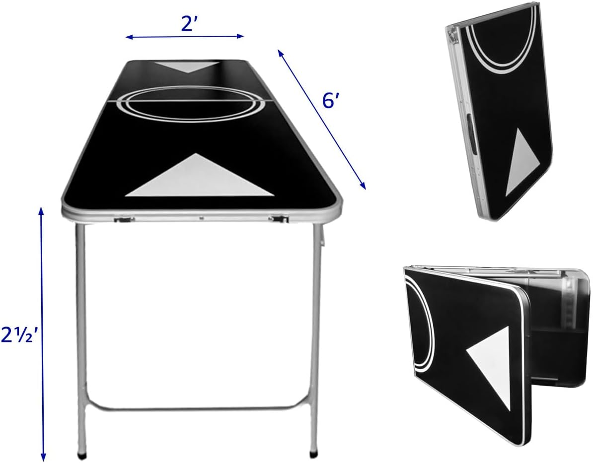 Portable Beer Pong Table - 6 Feet with Ball Rack & 6 Pong Balls!