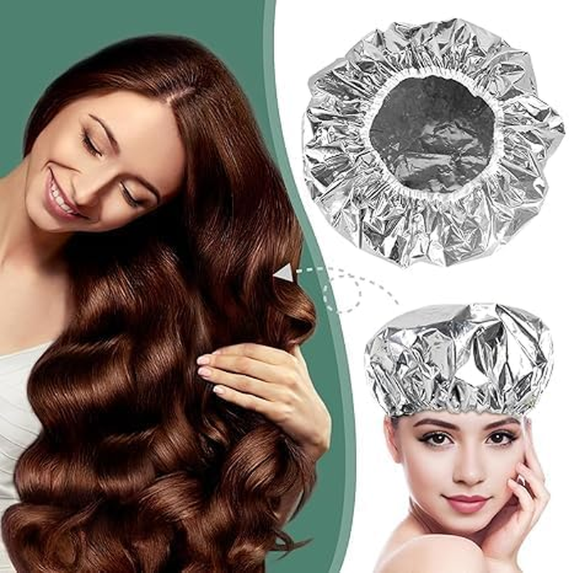 Aluminum Foil Deep Conditioning Hair Caps, 10 Pack Aluminum Foil Deep Conditioning Caps, Silver Foil Heat Cap for Deep Conditioning image number 1