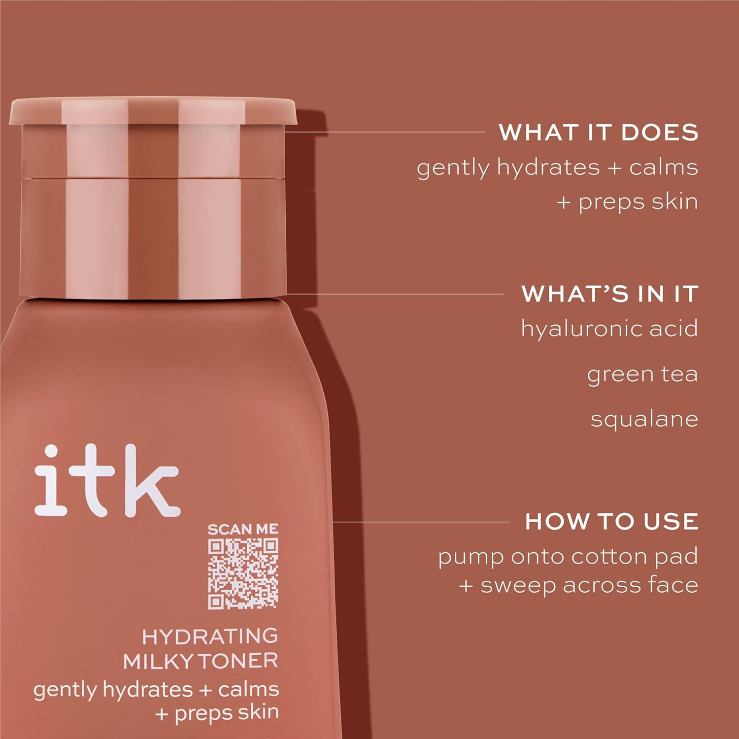 ITK Hydrating Milky Face Toner - Tone + Prep Skin with Hyaluronic Acid + Squalane - Calm + Nourish Skin - Reduces Redness Appearance - Hydrate + Soothe Skin, 5 Fl. Oz image number 2