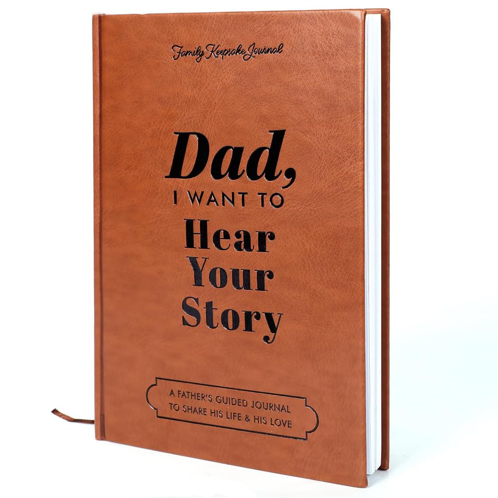 Geli I Want to Hear Your Story, a Father'S or Mother Guided Journal Book to Share His/Her Life Story Journal, Dad/Mother Journal Book with Durable Leather Wrapped, Portable Journal School Supplies (Dad-Brown) image number 4