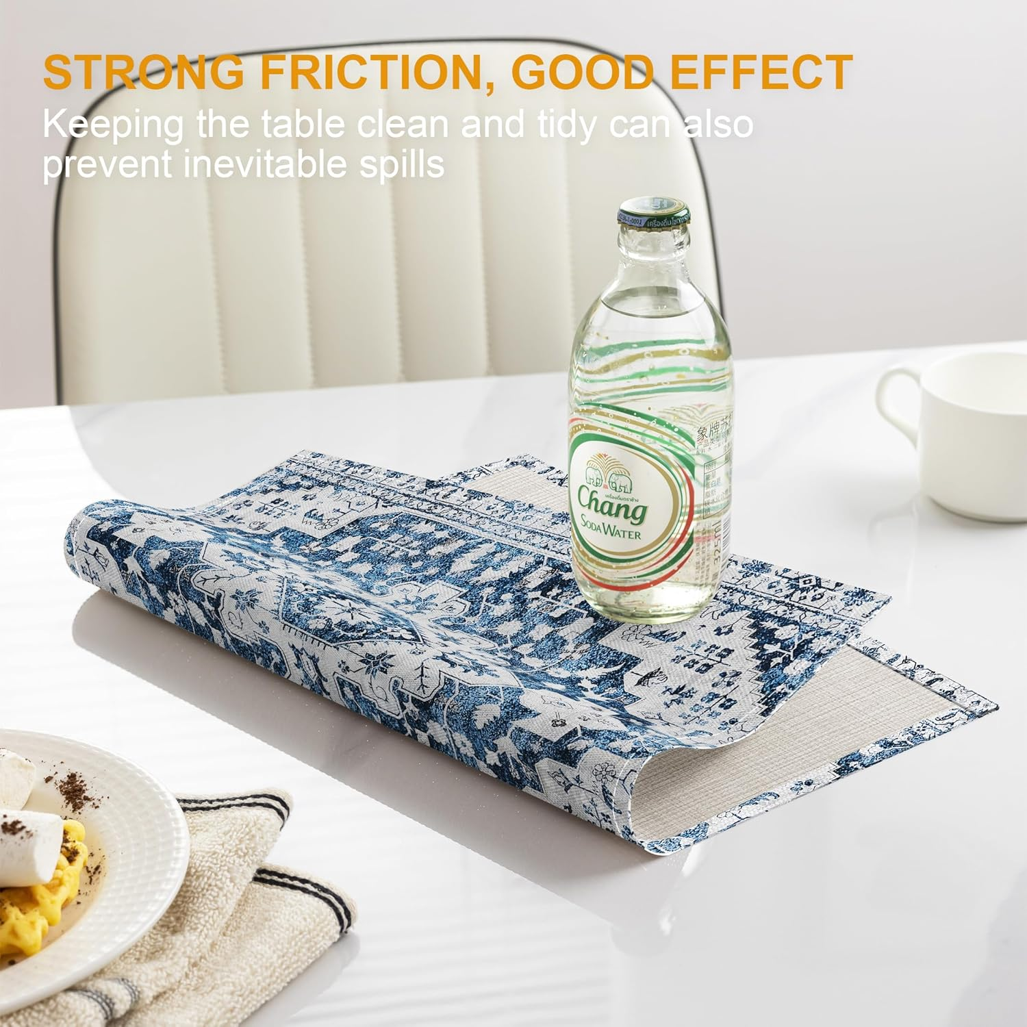 ZSYTZL Placemats Set of 4 Washable Durable Table Placemats for Dining Table Mat,Boho Pattern Kitchen Table Mats Heat-Resistant Decor Place Mats for Dining Tables Home Party Indoor-White Blue image number 3