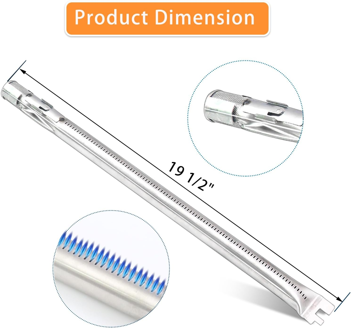 62752 19.5" Grill Burner for Weber Genesis 300 Series, Genesis E310 E320 E330 S310 S320 S330 EP310 EP320 EP330 Gas Grill with Front Control Knob, Stainless Steel Burner Tube, 4 Pack image number 1