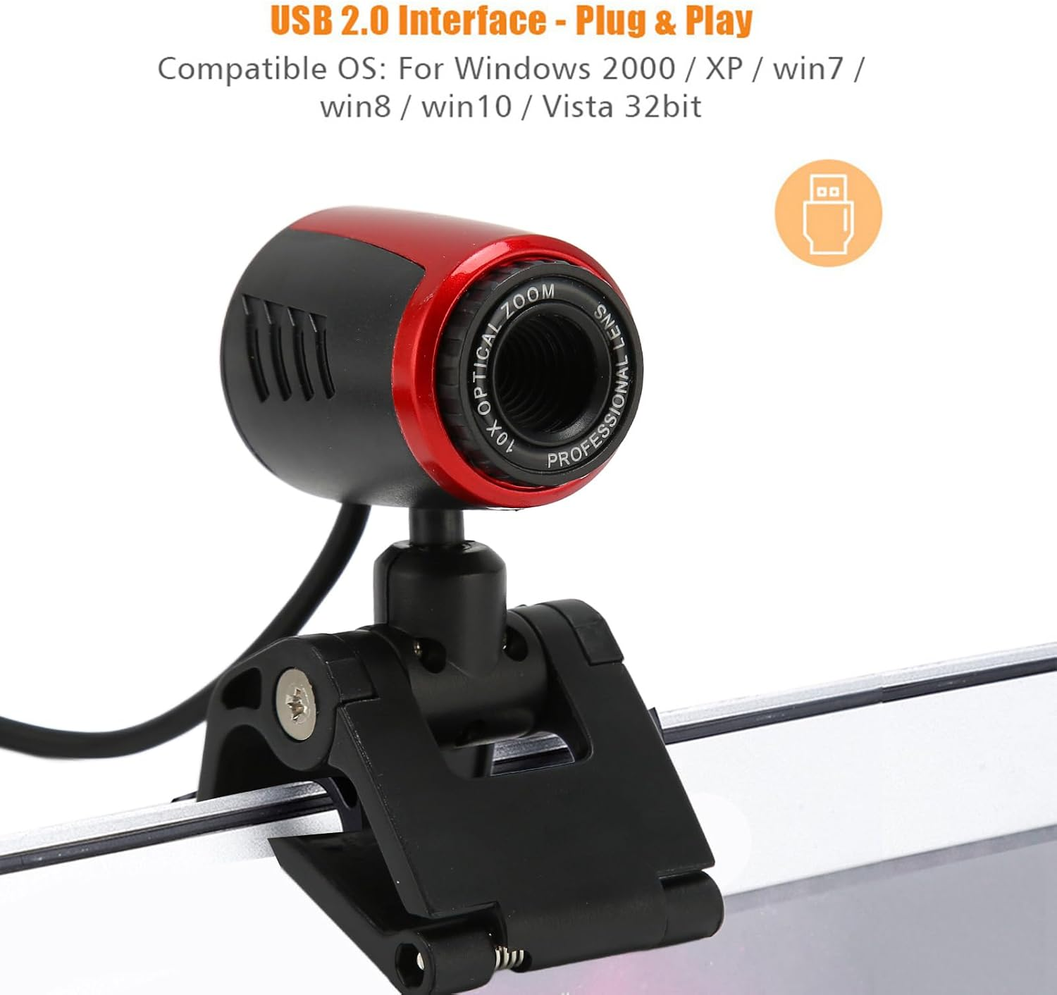 HD Webcam USB2.0 with MIC, 360 Degree USB Webcam for PC Computer Laptop for Skype/Msn, Laptop Camera High Resolution 6MP image number 5