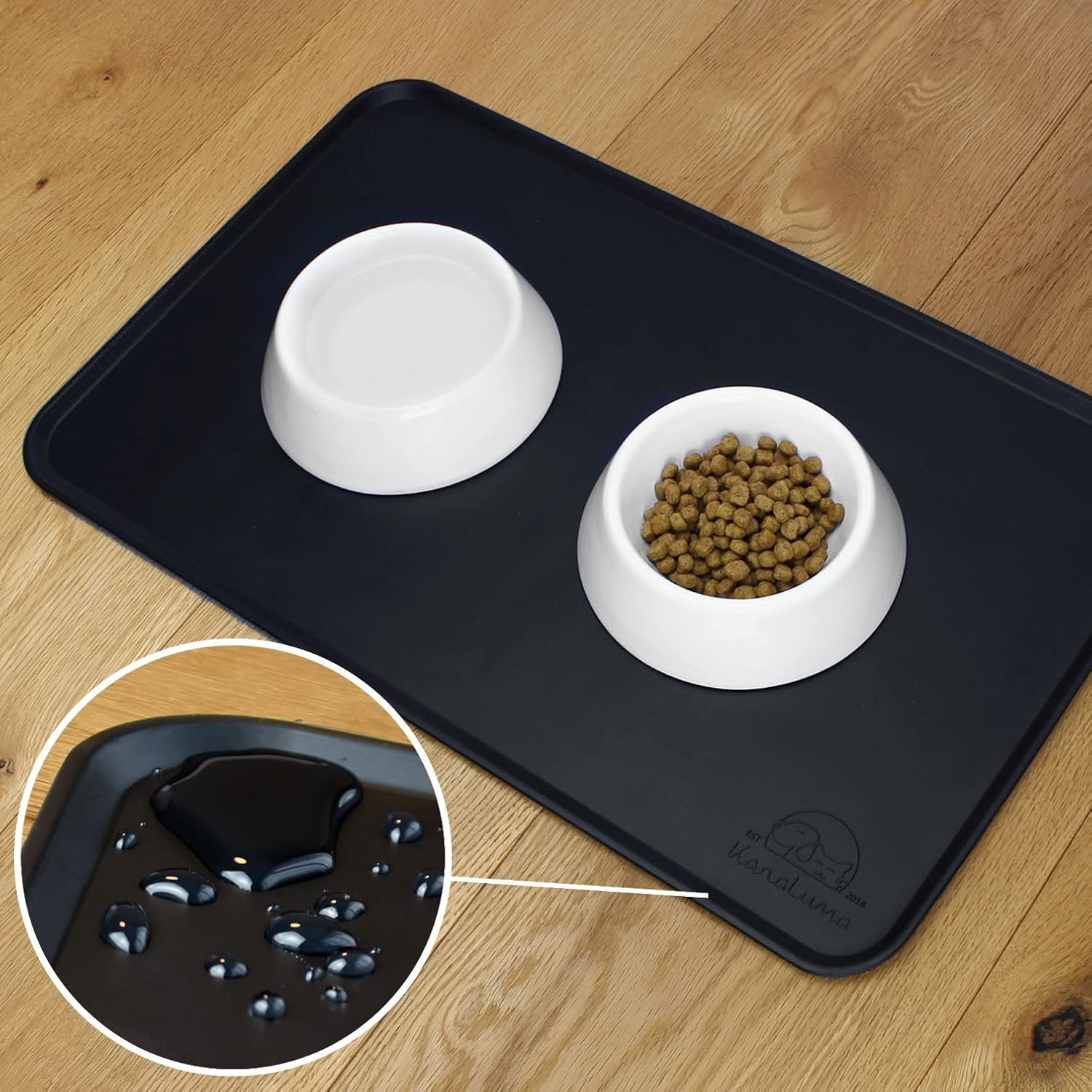 Karaluna&copy; Basic Silicone Mat 48 X 30 Cm, Black, Non-Slip Bowl Mat for Dog Bowl, Cat Bowl, Feeding Mat, Dogs, Cats Mat image number 5