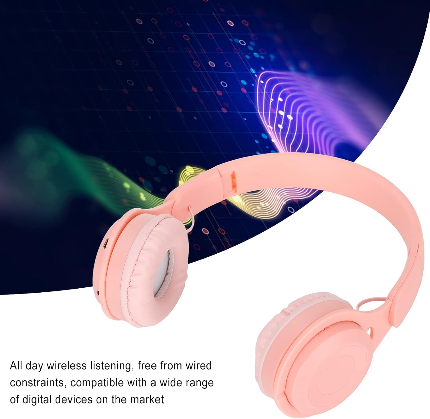 Kids Headphone Foldable over Ear Headphones with Stereo Sound for Kids, Chip with 5.0, Easy to Operate for Comfortable Experience (Roseate) image number 5