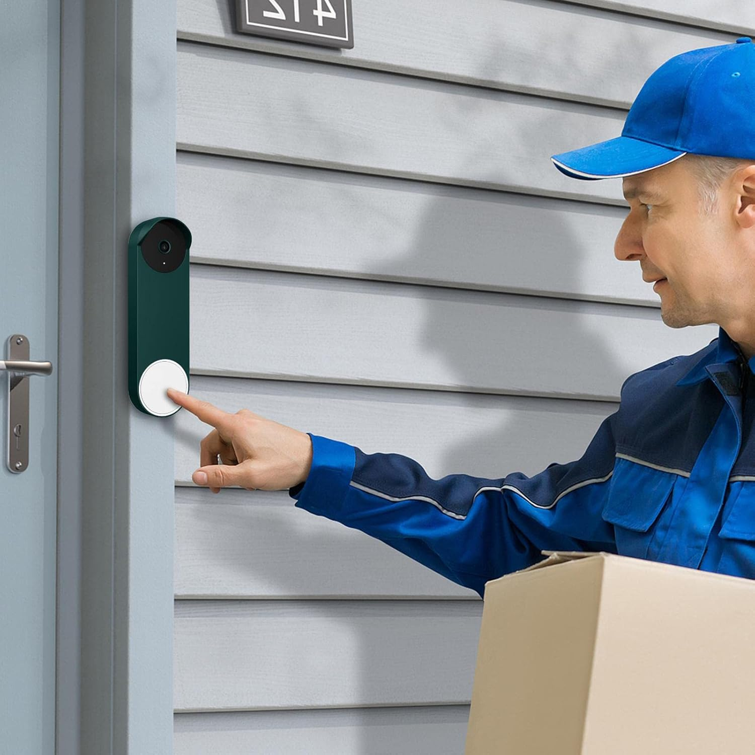 Silicone Protective Case Compatible for Doorbell, Waterproof Protective Silicone Doorbell Skin Case, Professional Accessories Designed for Google_Smart Doorbell - Black image number 6