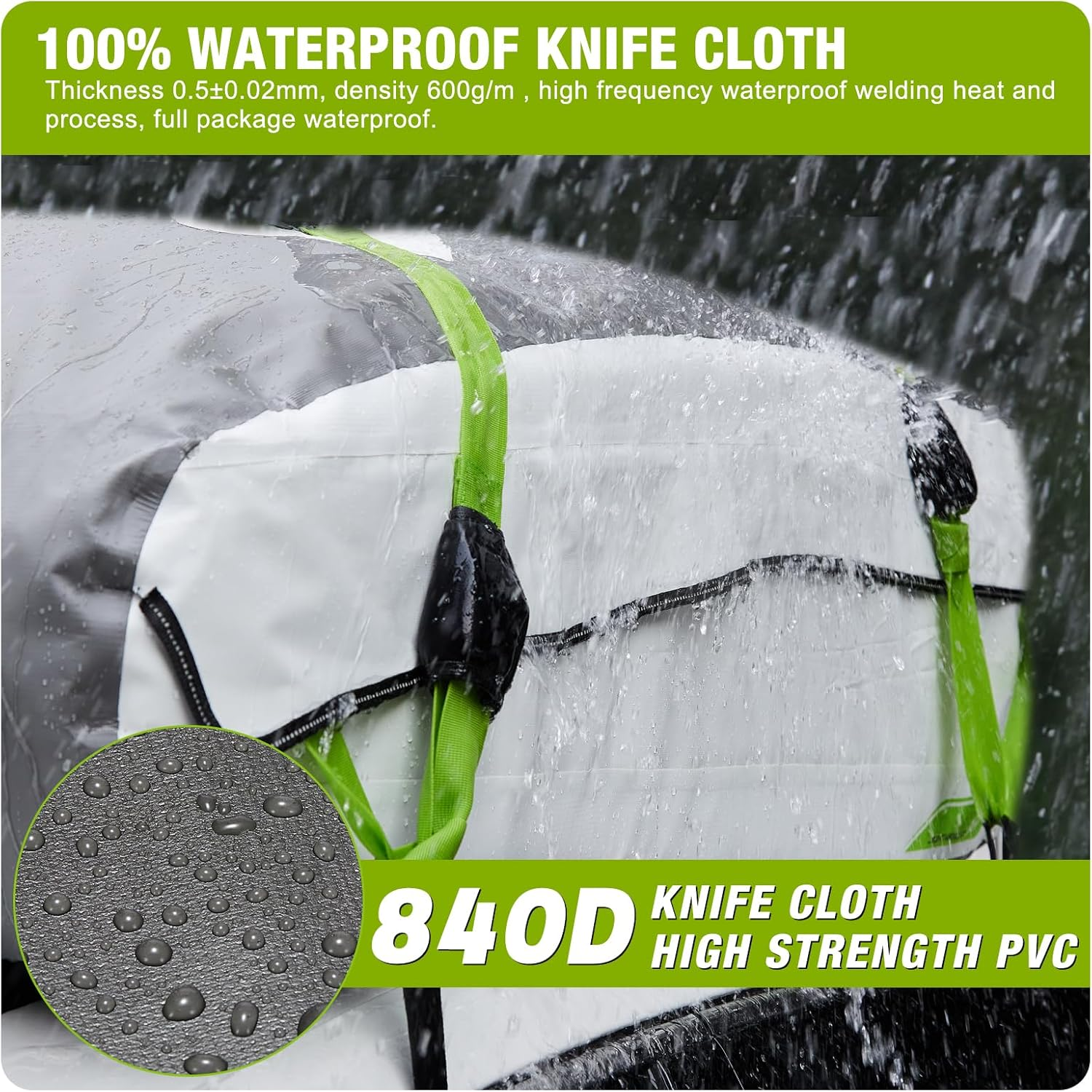 Car Rooftop Cargo Carrier Bag 19 Cubic Feet,2023 Upgraded Non-Rip 100% Waterproof Roof Bag Luggage Storage Carriers for All Vehicles With/Without Rack,Including 8 Reinforced Straps+ 4 Door Hooks image number 4