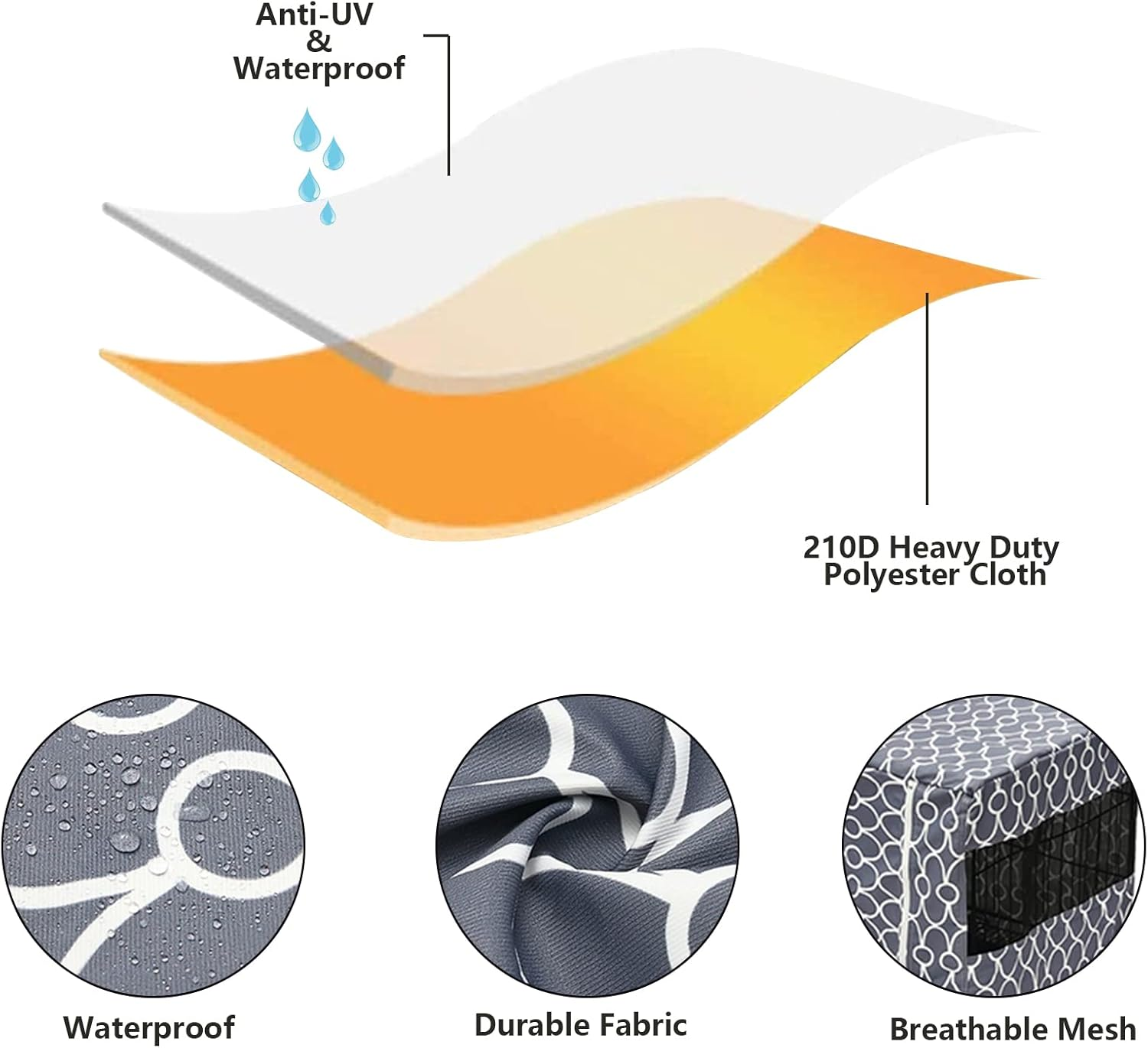 Dog Crate Cover for Wire Crates, Heavy Nylon Durable Waterproof Windproof Pet Kennel Cover Indoor Outdoor Protection - Cover Only - Grey - Xlarge