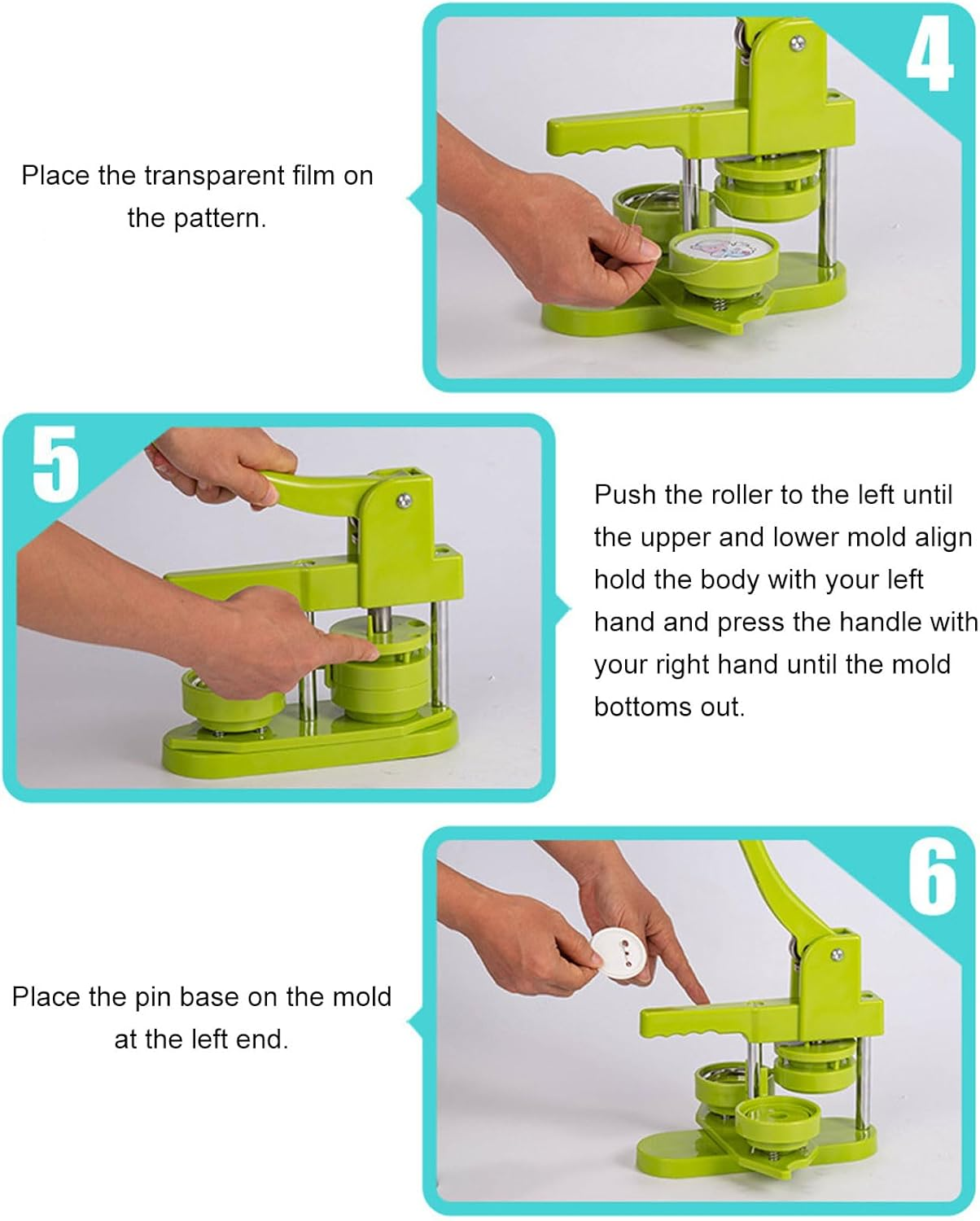 Button Maker Machine, 100Pcs Button Pin Maker DIY round Pin Maker Kit with 400 Button Parts, Button Press Machine Badge Press Machine for Family Present (58Mm) image number 4