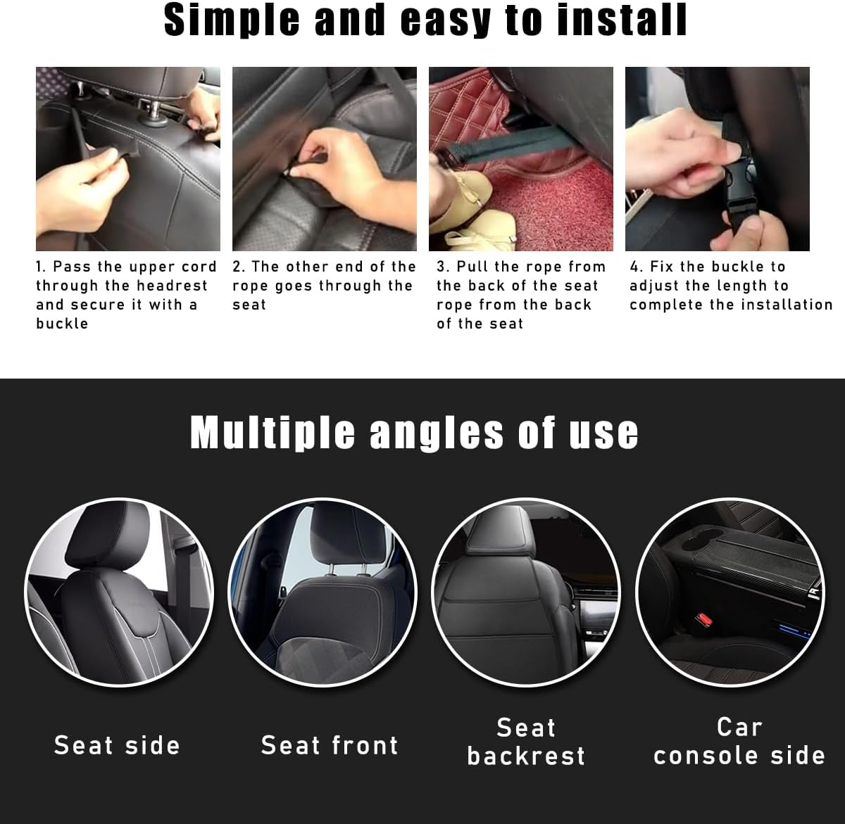 Sylvil 2 in 1 Large Cup Holder, Multifunctional Seat Side Storage Hanging Bag with Mesh Pocket, Car Water Bottle Storage Sleeve with Adjustable Strap, Car Accessories for Drinks (Black) image number 2